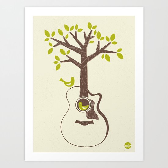 Birds & Acoustic Guitar Art Print