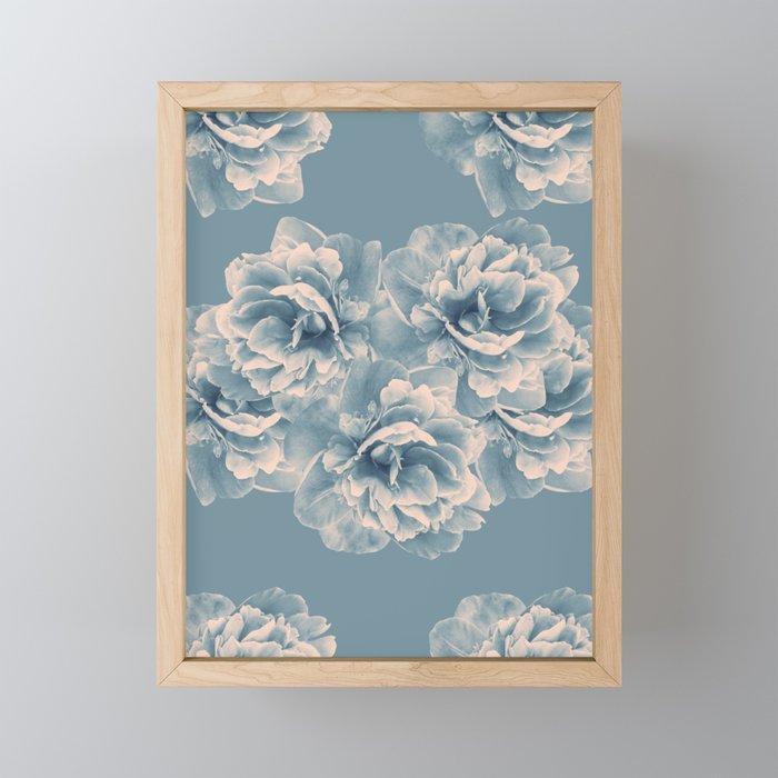 Blush Blue Peony Flower Bouquet #1 #floral #decor #art #society6 Framed Mini Art Print