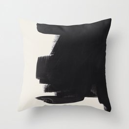 Mid Century Modern Minimalist Abstract Art Brush Strokes Black & White Ink Art Colorfield Throw Pillow
