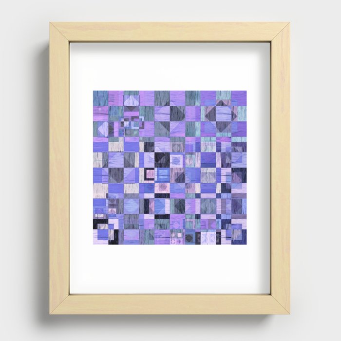 Pantone Periwinkle Distressed Checkerboard Recessed Framed Print