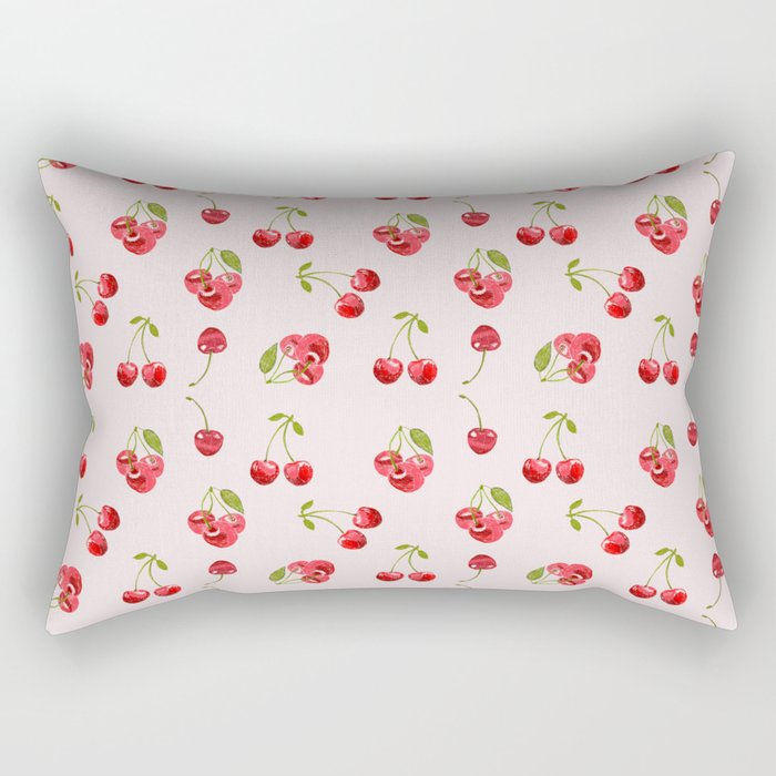 Cherries on Pink Rectangular Pillow