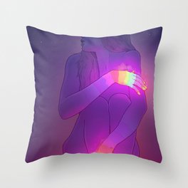 Glowing Hands Throw Pillow