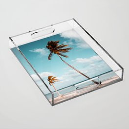 Palm Trees Beach Ocean Horizon Acrylic Tray