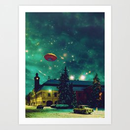 Winter Nights - Space Collage, Retro Futurism, Sci-Fi Art Print