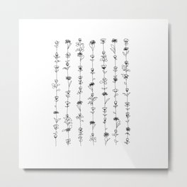 String of Flowers Art Print (B+W) Metal Print