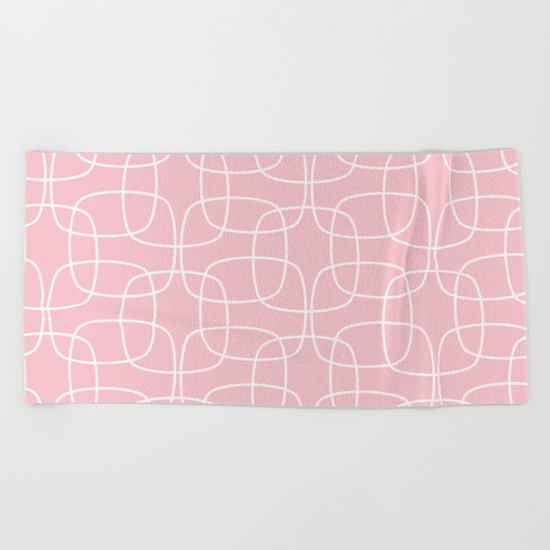 Square Pattern Pink Beach Towel