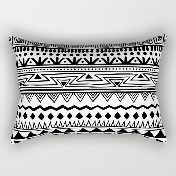 black and white tribal print Rectangular Pillow by Huntleigh