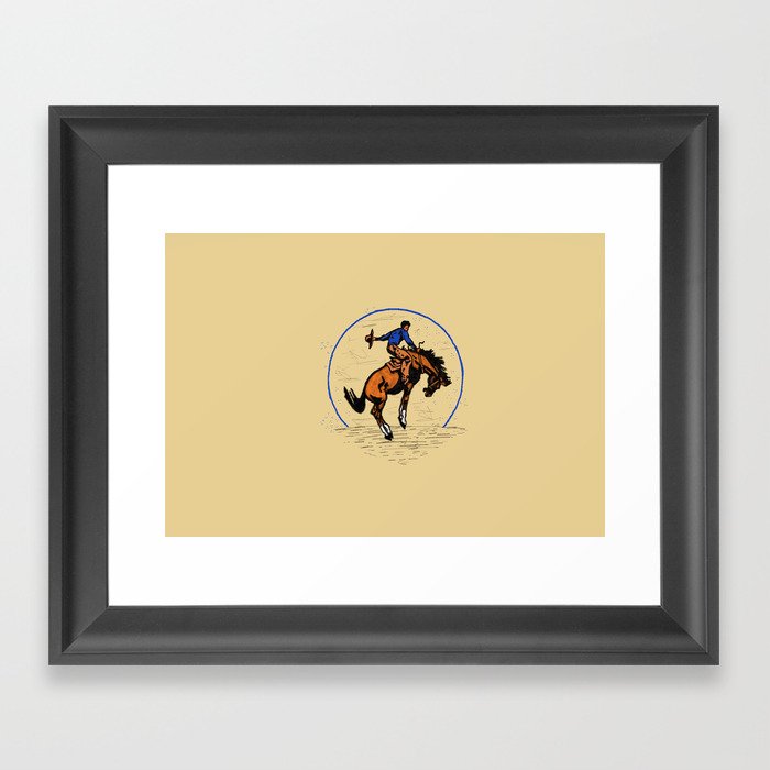 Full Moon Bronc & Cowboy Framed Art Print