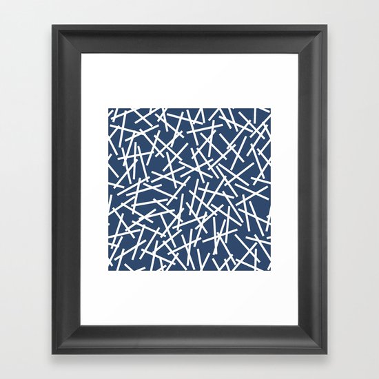 Kerplunk Navy and White Framed Art Print