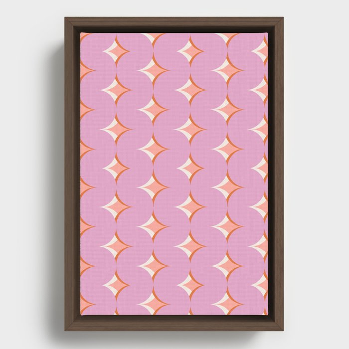 Retro swirl waves pink pattern  Framed Canvas