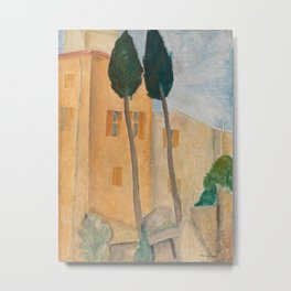 Amedeo Modigliani - Cypresses and Houses at Cagnes Metal Print | Oil, Amedeomodigliani, Painting, Cypresses, Modigliani, Cagnes, Landscapeart, Houses, Oiloncanvas 