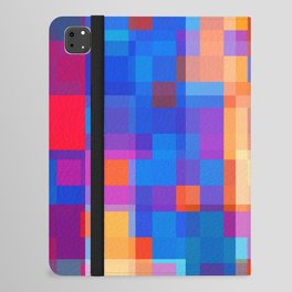 geometric pixel square pattern abstract background in blue red pink iPad Folio Case