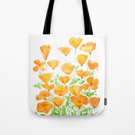 orange California  poppy watercolor Tote Bag