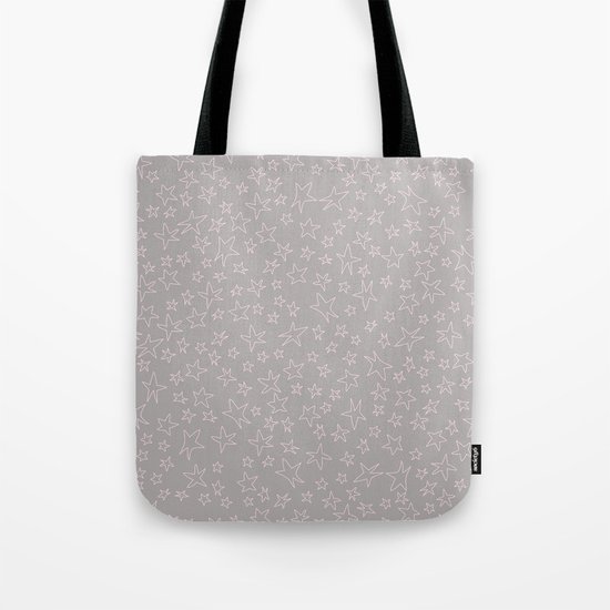 Pink handpainted little stars on grey backround Tote Bag