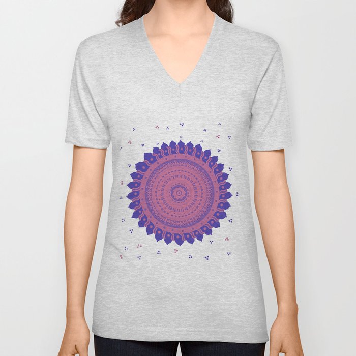  Flower Mandala - Midnight Hues V Neck T Shirt
