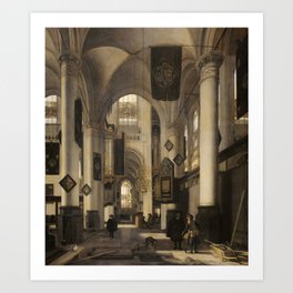 Emanuel de Witte - Interior of a Protestant Gothic Church Art Print