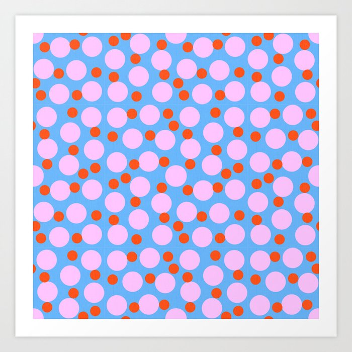 Modern Abstract Bubble Dance Pattern Pink And Blue Art Print