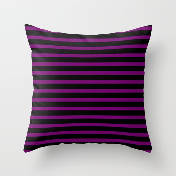 Black and Purple Stripes Throw Pillow