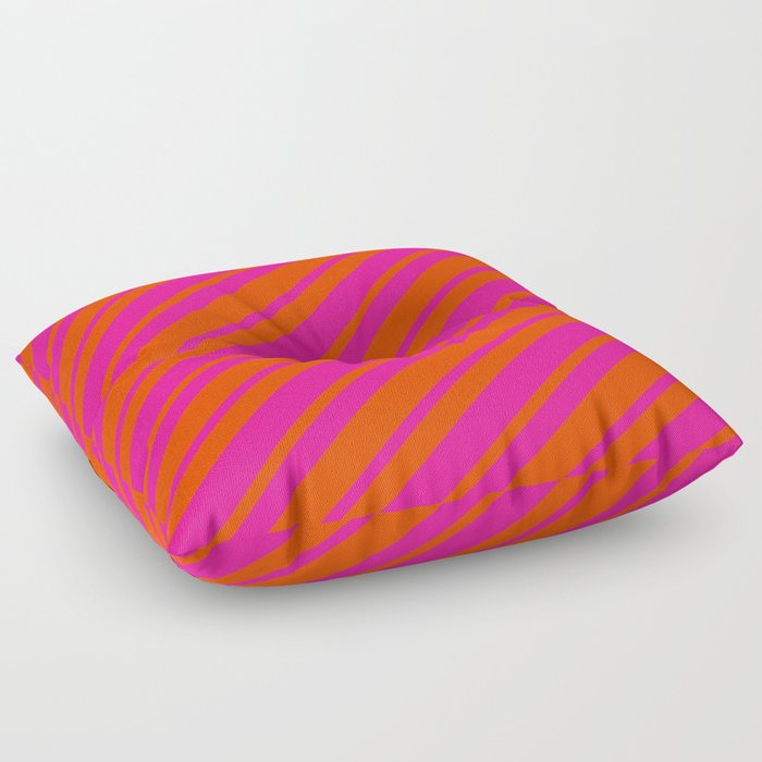 Red and Deep Pink Colored Lined Pattern Floor Pillow