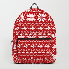 Bunnies Holiday Patterm | White Christmas Rabbits Backpack