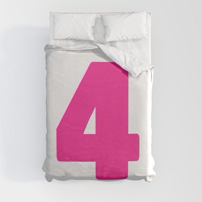 4 (Dark Pink & White Number) Duvet Cover