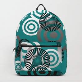 Spiral circles black & white - turquoise Backpack