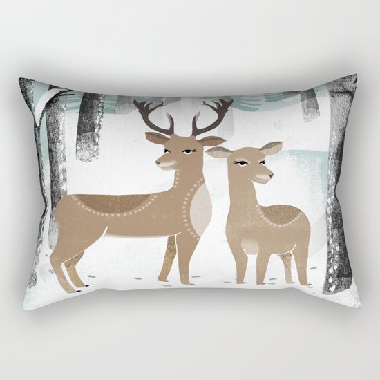 Winter Deer by Andrea Lauren Rectangular Pillow