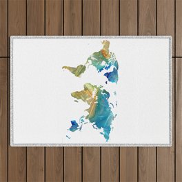 Colorful World Map 24 - Sharon Cummings Outdoor Rug