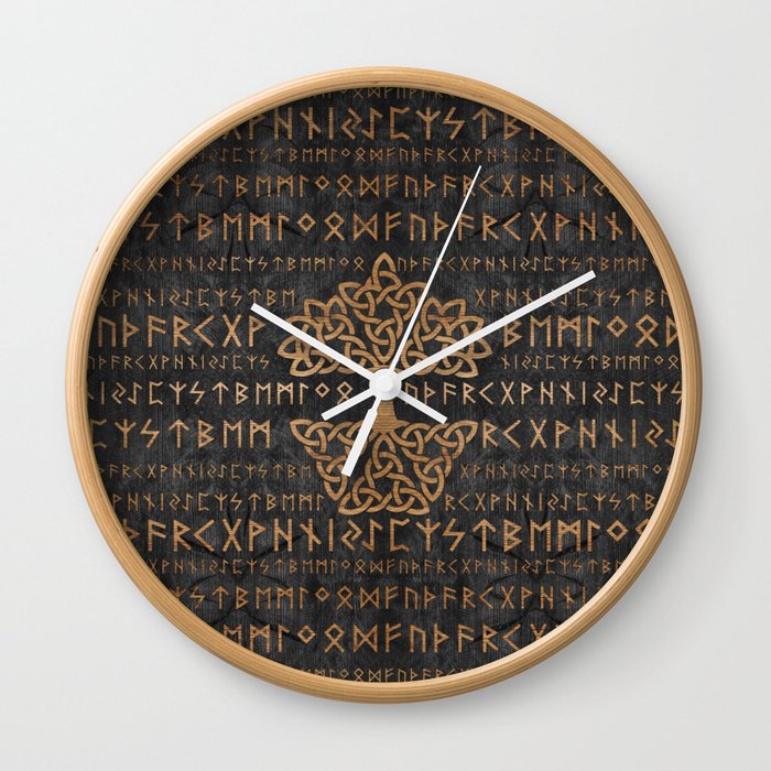 Elder Futhark Pattern and Tree of life Wall Clock