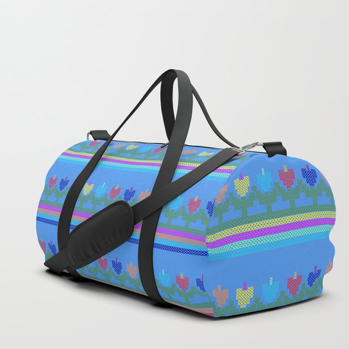 Childish Embroidered Flowers Duffle Bag