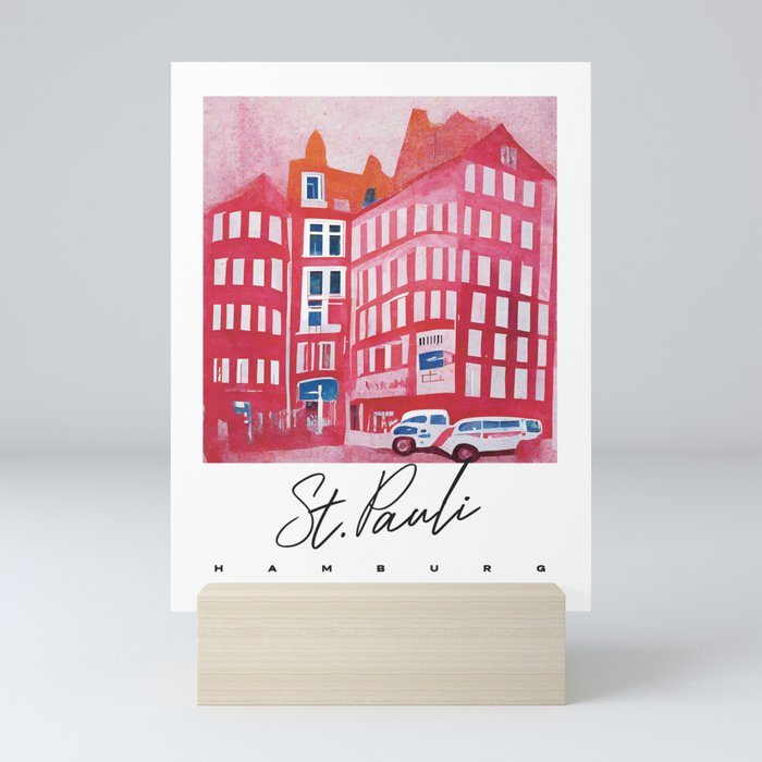 St Pauli Street Hamburg Travel Poster Retro Mini Art Print