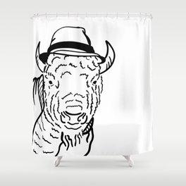 Bennet the Hipster Buffalo - Quirky Shower Curtain