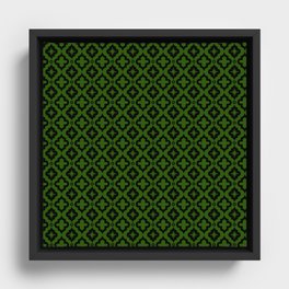 Green and Black Ornamental Arabic Pattern Framed Canvas