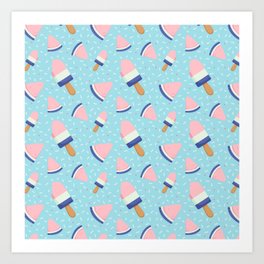 Cute Summer Ice Cream Pattern Art Print