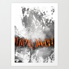 Orange gray abstract Art Print