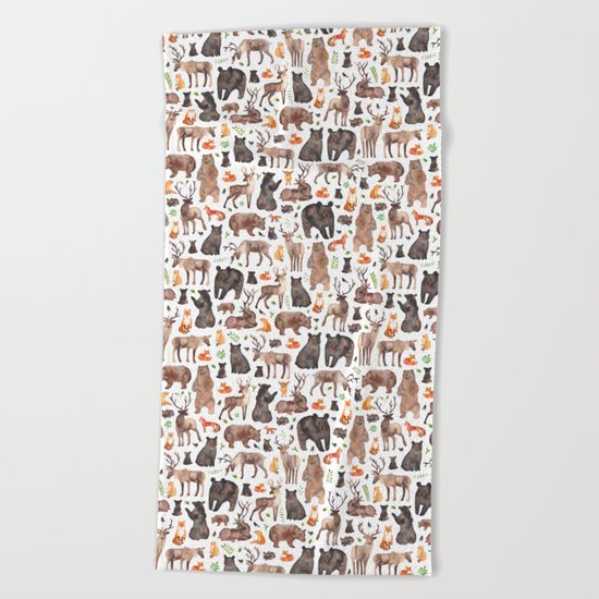 Woodland Animals Beach Towel