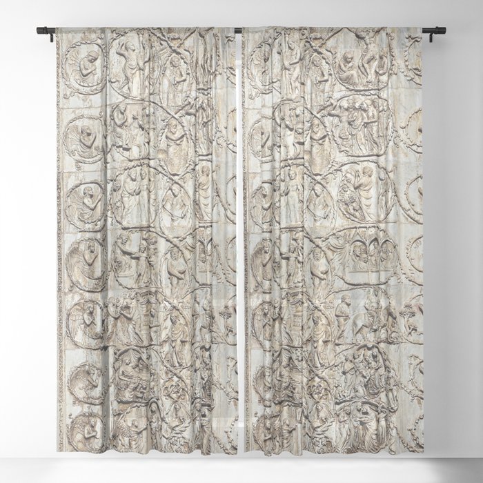 Orvieto Cathedral Facade Reliefs Mosaics Sheer Curtain