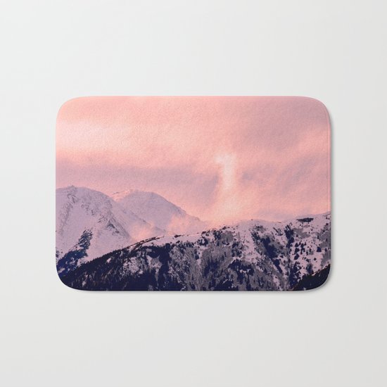Kenai Mts Bathed in Serenity Rose - II Bath Mat