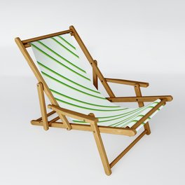 [ Thumbnail: Mint Cream, Forest Green, and Green Colored Striped/Lined Pattern Sling Chair ]