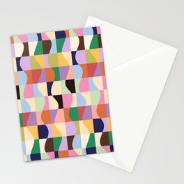 Retro Colorful Wavy Checkerboard Stationery Card