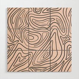 Abstract Swirls - Peach and Gray Wood Wall Art