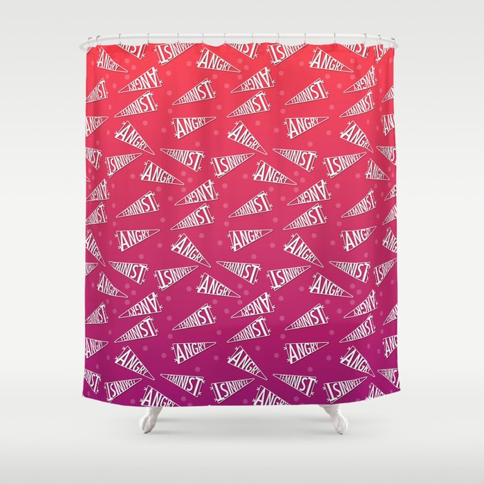 A Pennant for Angry Feminism Shower Curtain