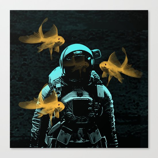 astronauts and goldfish Canvas Print