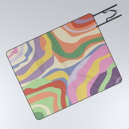 Retro Colorful Swirl Pattern Picnic Blanket