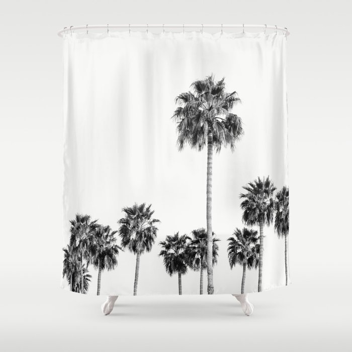 Los Angeles Palm Trees - Black and White Photography Shower Curtain