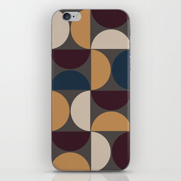 Mid century geometric pattern on grey background 3 iPhone Skin