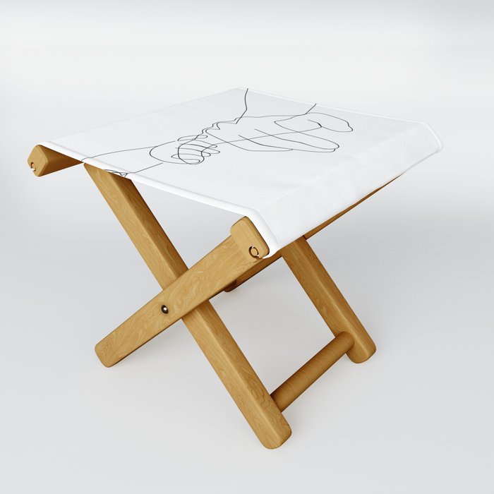 Father and Baby Pinky Swear / hand line drawing  Folding Stool