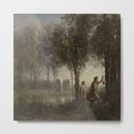 Jean-Baptiste-Camille Corot "Orpheus leading Eurydice from the Underworld Metal Print