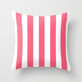 Brink pink - solid color - white vertical lines pattern Throw Pillow