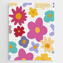 Colorful Matisse Retro Flowers Summer Garden Jigsaw Puzzle